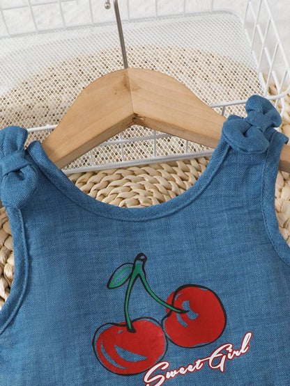 Children's Cherry Peplum Tank and Shorts Set