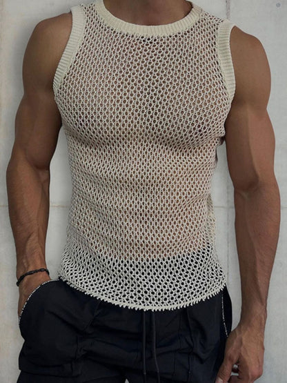 Men's Hollow Out Sleeveless Knit Top