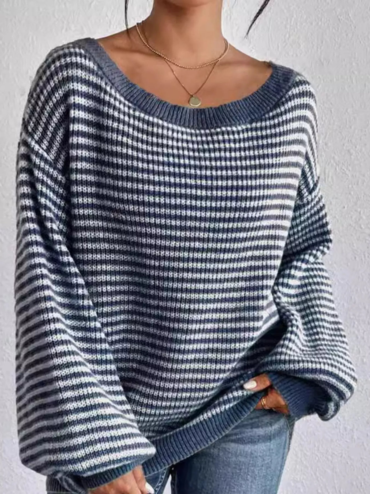 Plus size boat neck sweater, view 6