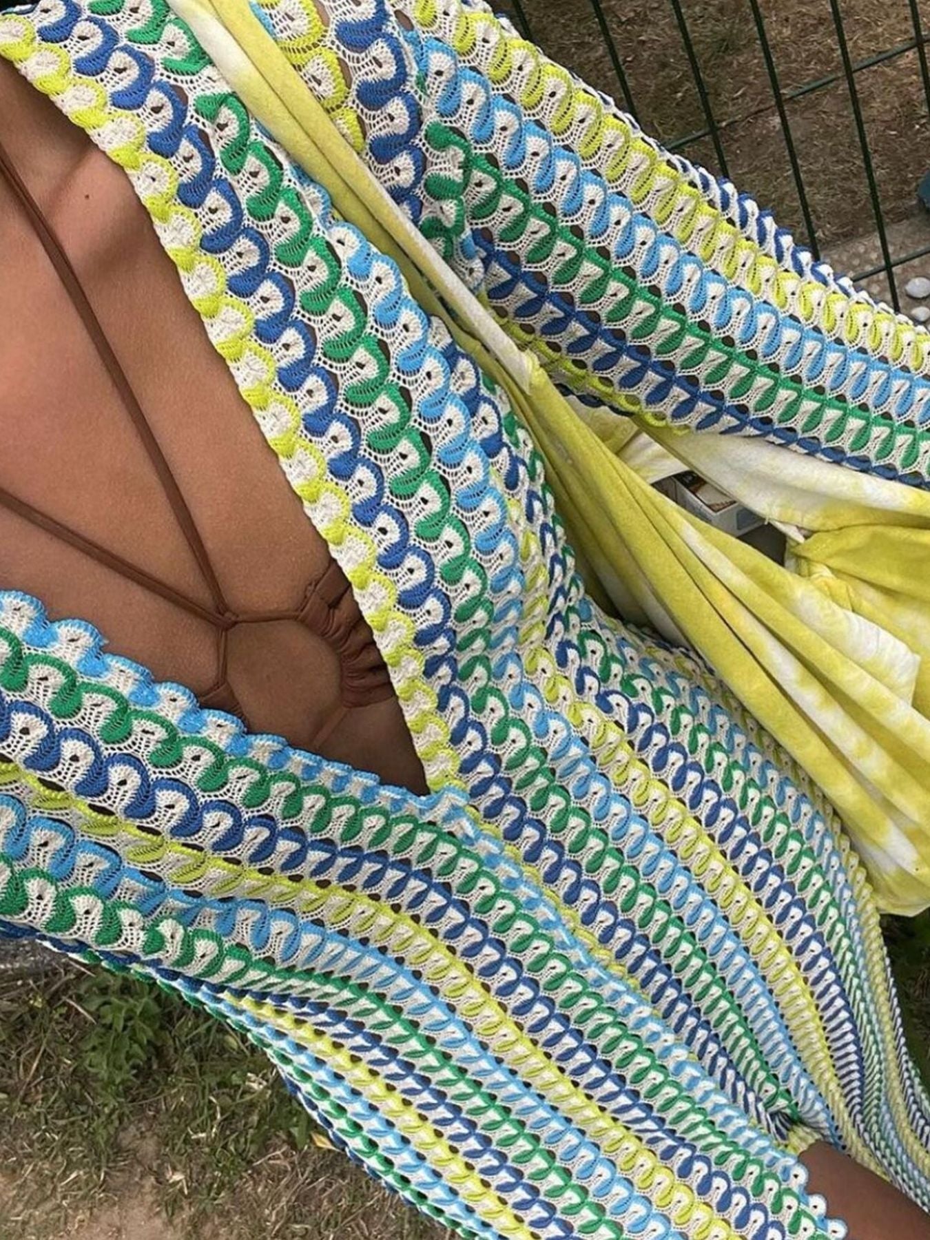 Slit Striped Knit Maxi Dress