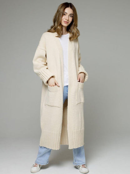 Open Front Dropped Shoulder Cardigan