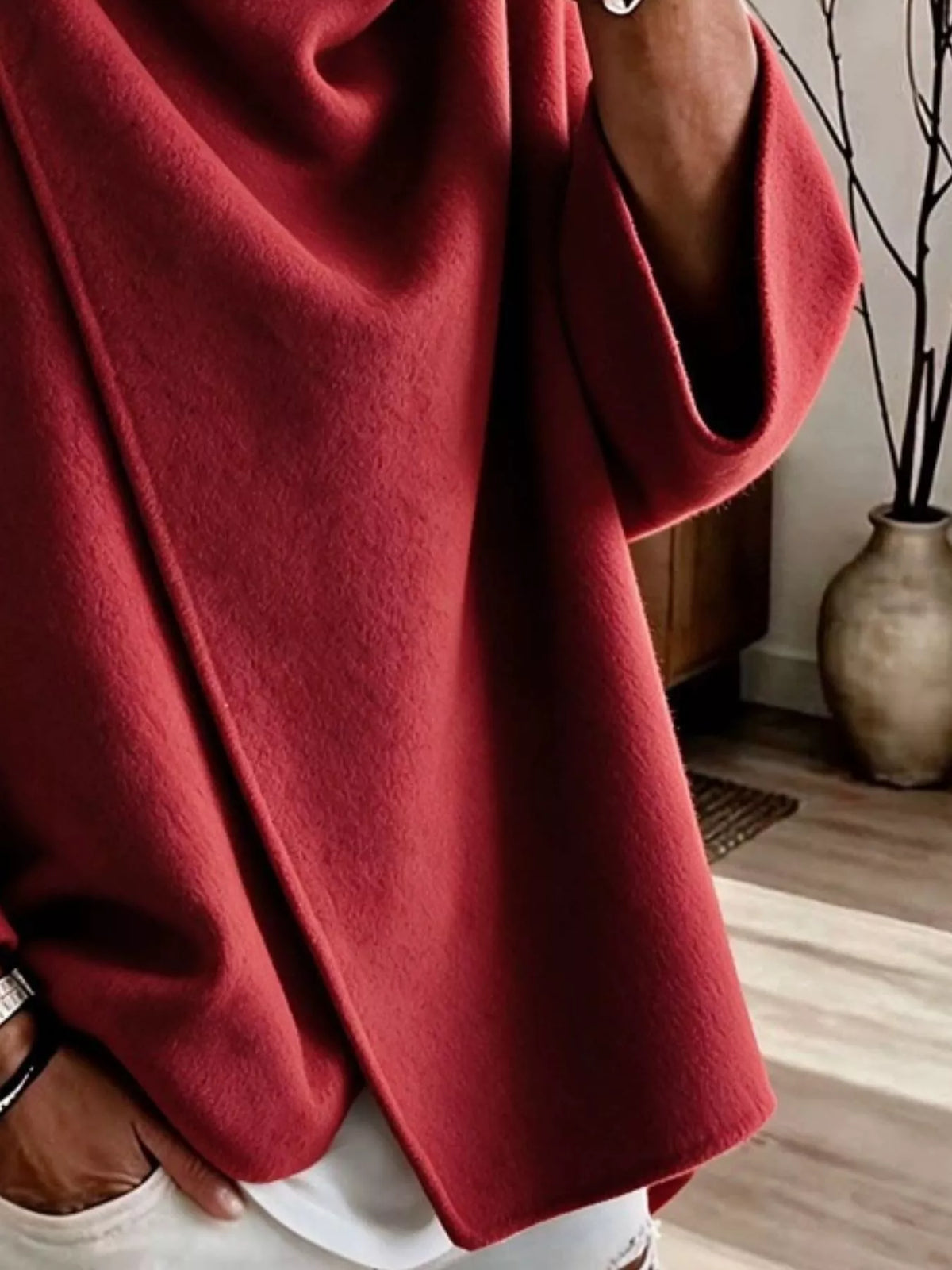 Asymmetric cowl neck cape, view 18