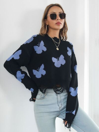 Butterfly Cropped Sweater