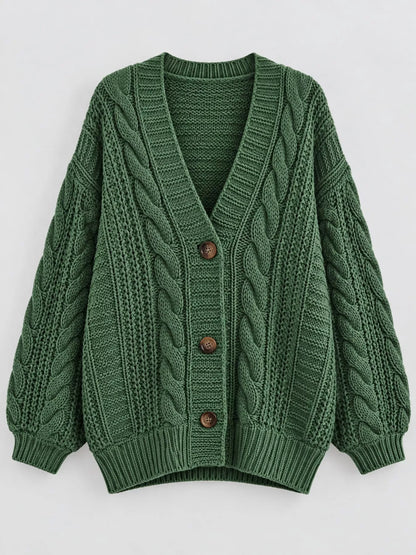 Plus size cable cardigan, view 9