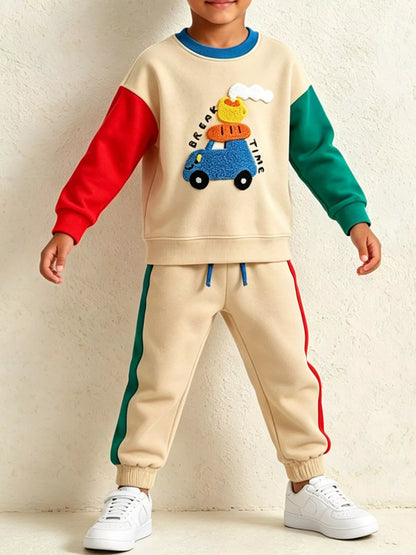 Kid's Car Applique Sweatshirt & Jogger Set