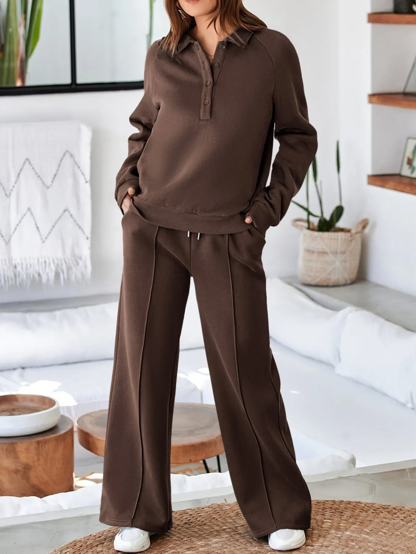 Sweatshirt and High Waist Pants Active Set