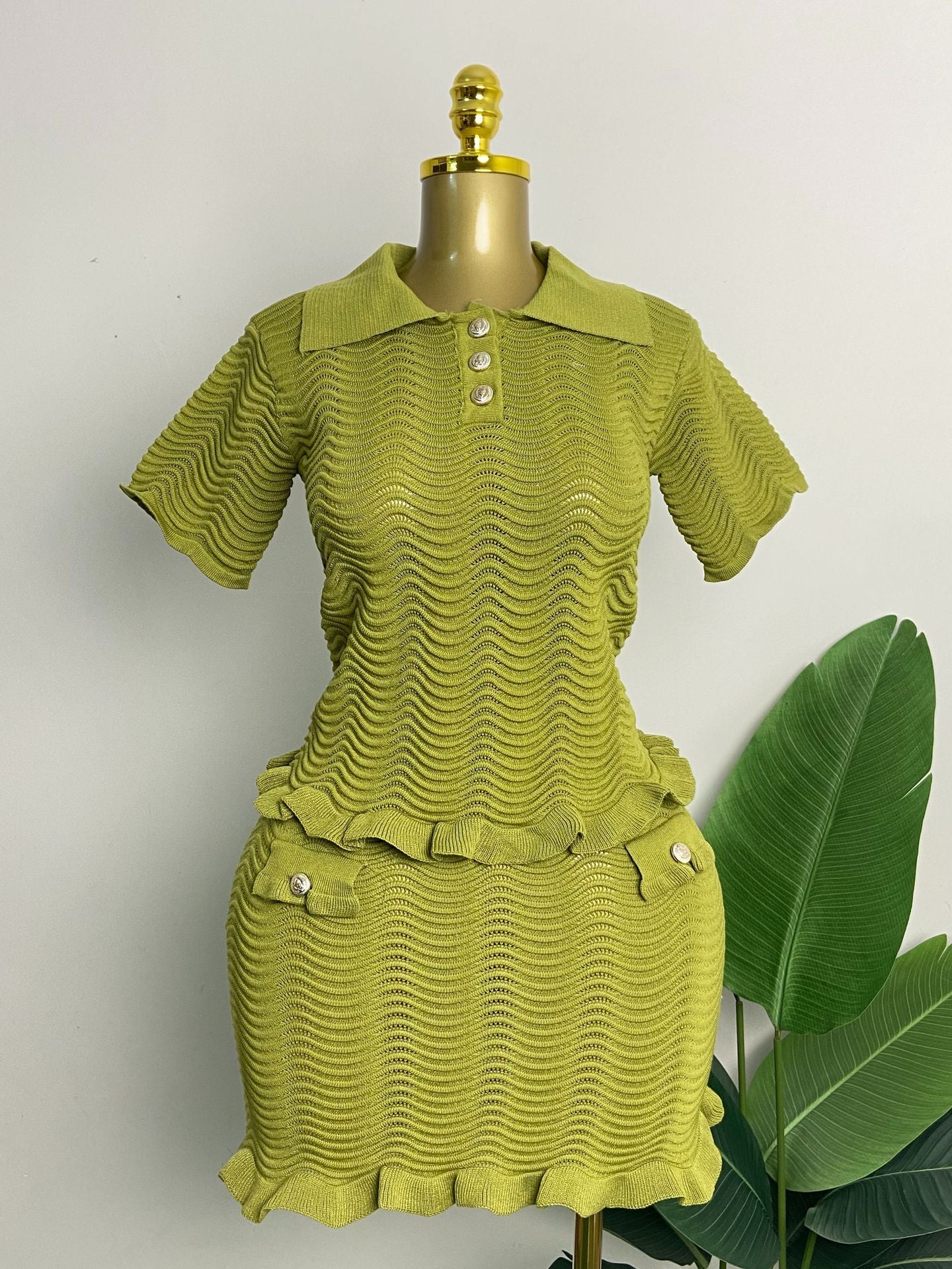 Knitted Short Skirt Suit