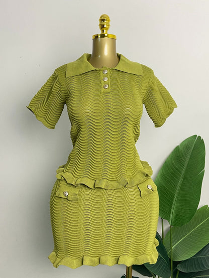 Knitted Short Skirt Suit