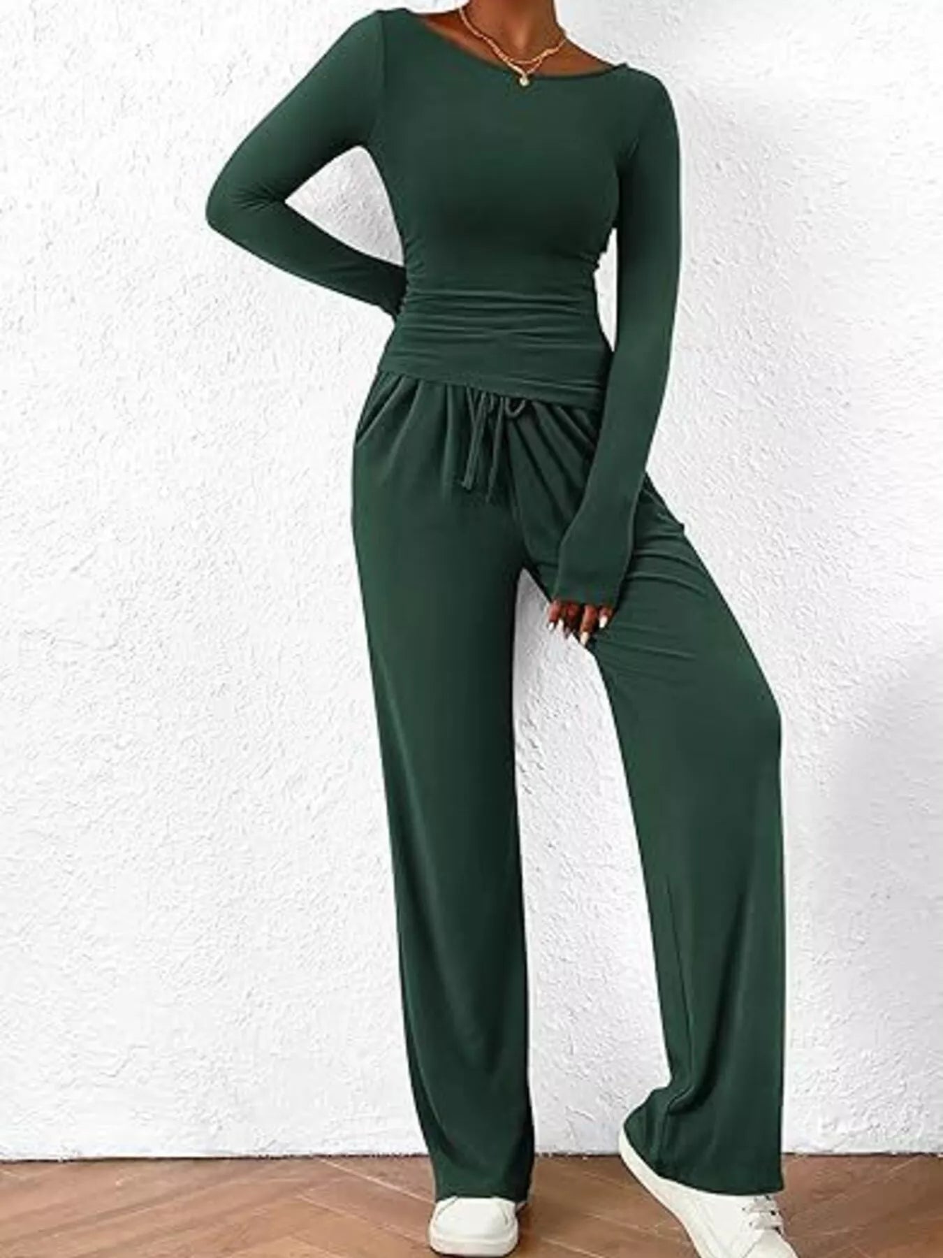 Long Sleeve Top and Wide Leg Pants Set