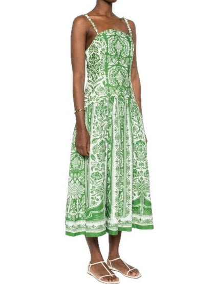 Printed A-Line Midi Cami Dress