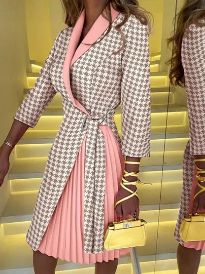 Blazer Style Pleated Midi Dress