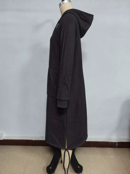 Hooded sweatshirt midi dress, view 8