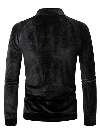 Men's Velvet Turtleneck Long Sleeve T-Shirt