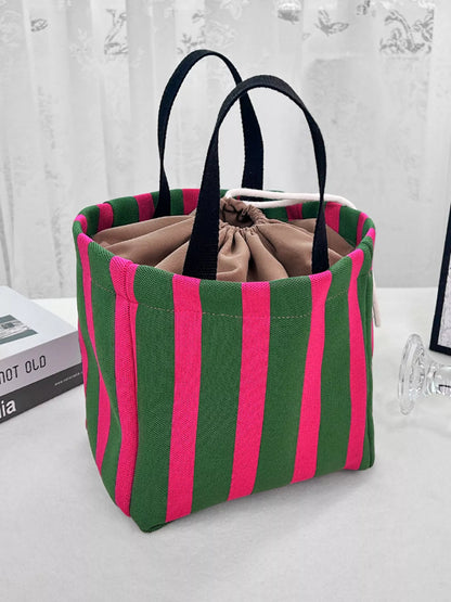 Striped Drawstring Handbag