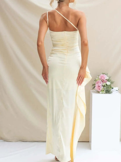 Split One Shoulder Bodycon Maxi Dress