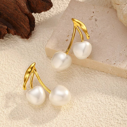 Pearl Cherry Drop Earrings