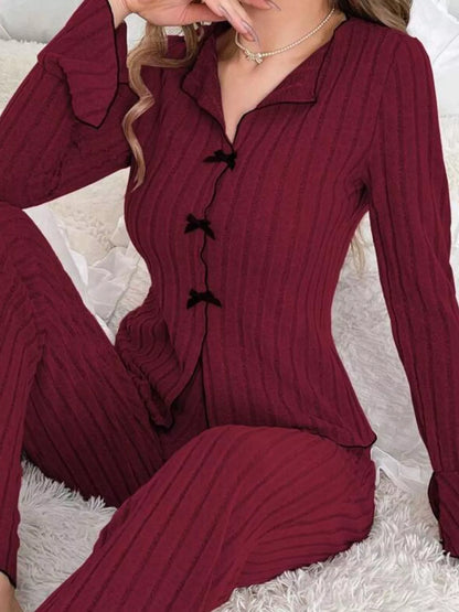 Bow-Front Ribbed Lounge Set for Home and Errands