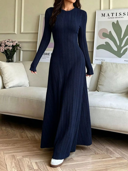 Long Sleeve Ribbed Knit Dress