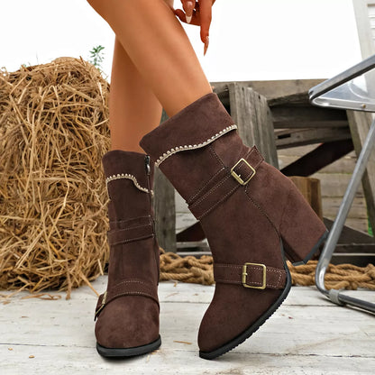 Point Toe Block Heels Boots