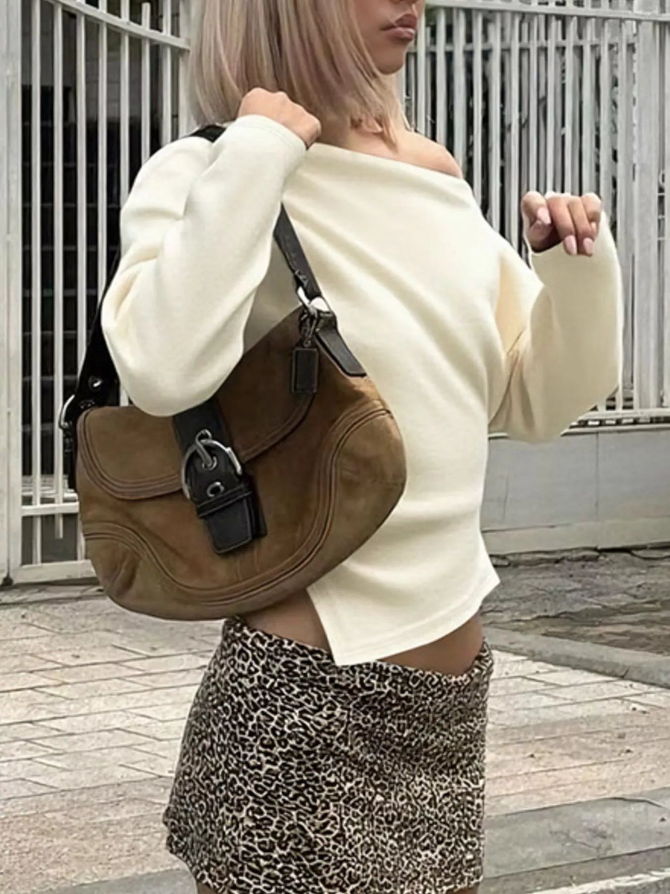 Asymmetrical Off-Shoulder Long Sleeve T-Shirt