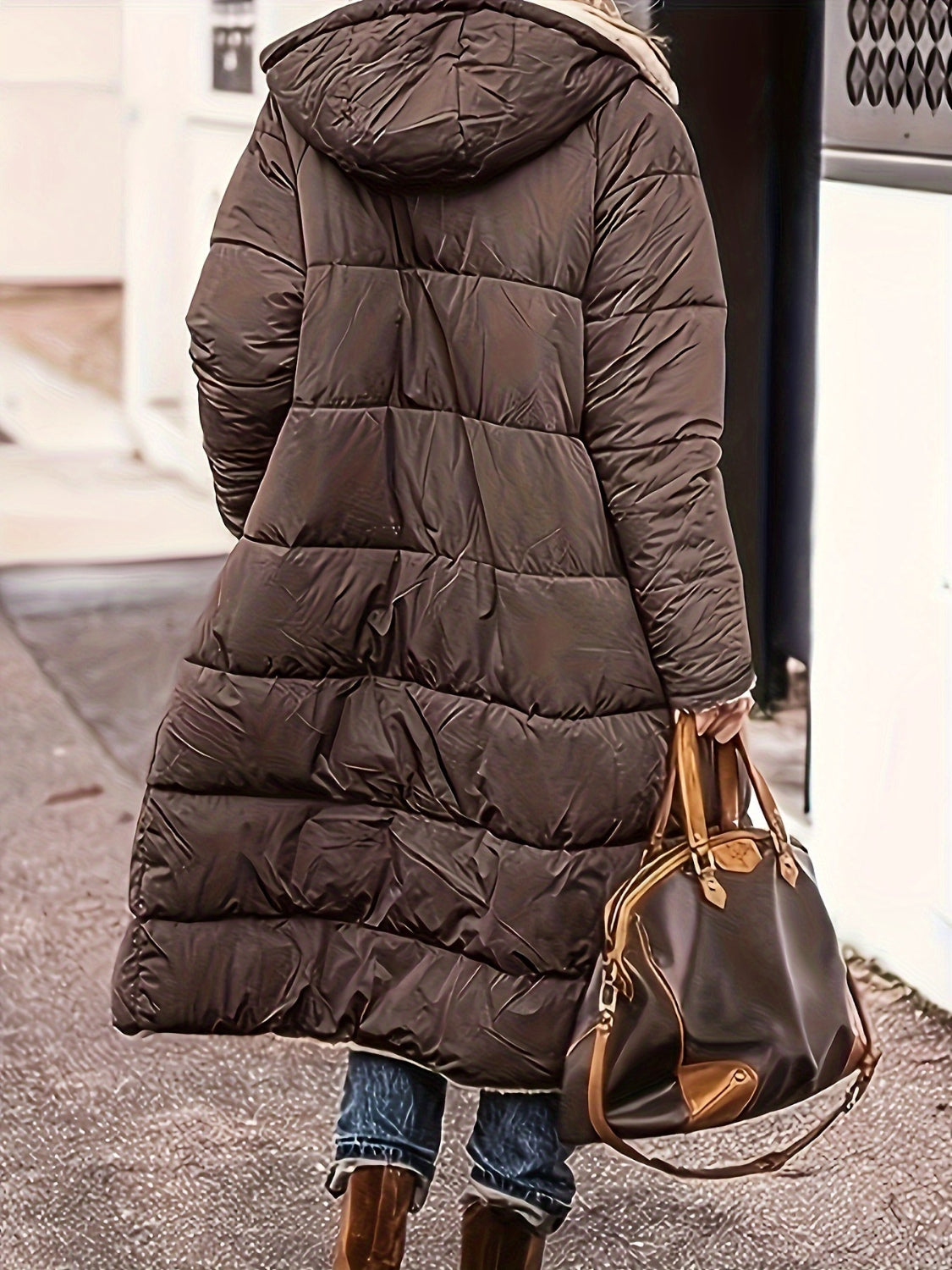 Plus Size Zip Up Hooded Coat