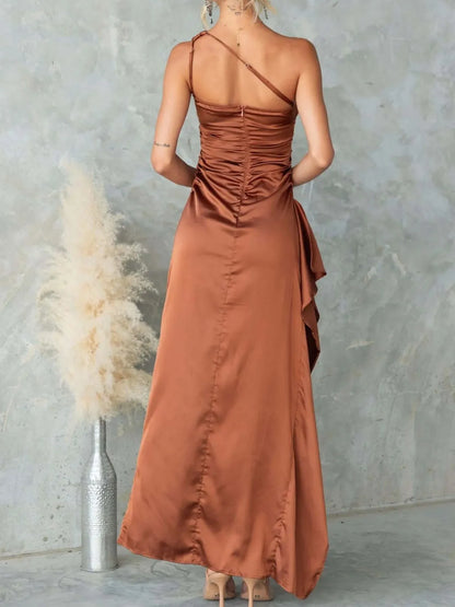 Split One Shoulder Bodycon Maxi Dress