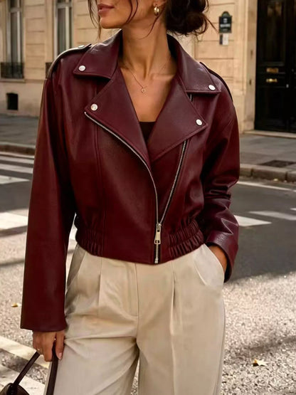 Faux Leather Zip Up Jacket