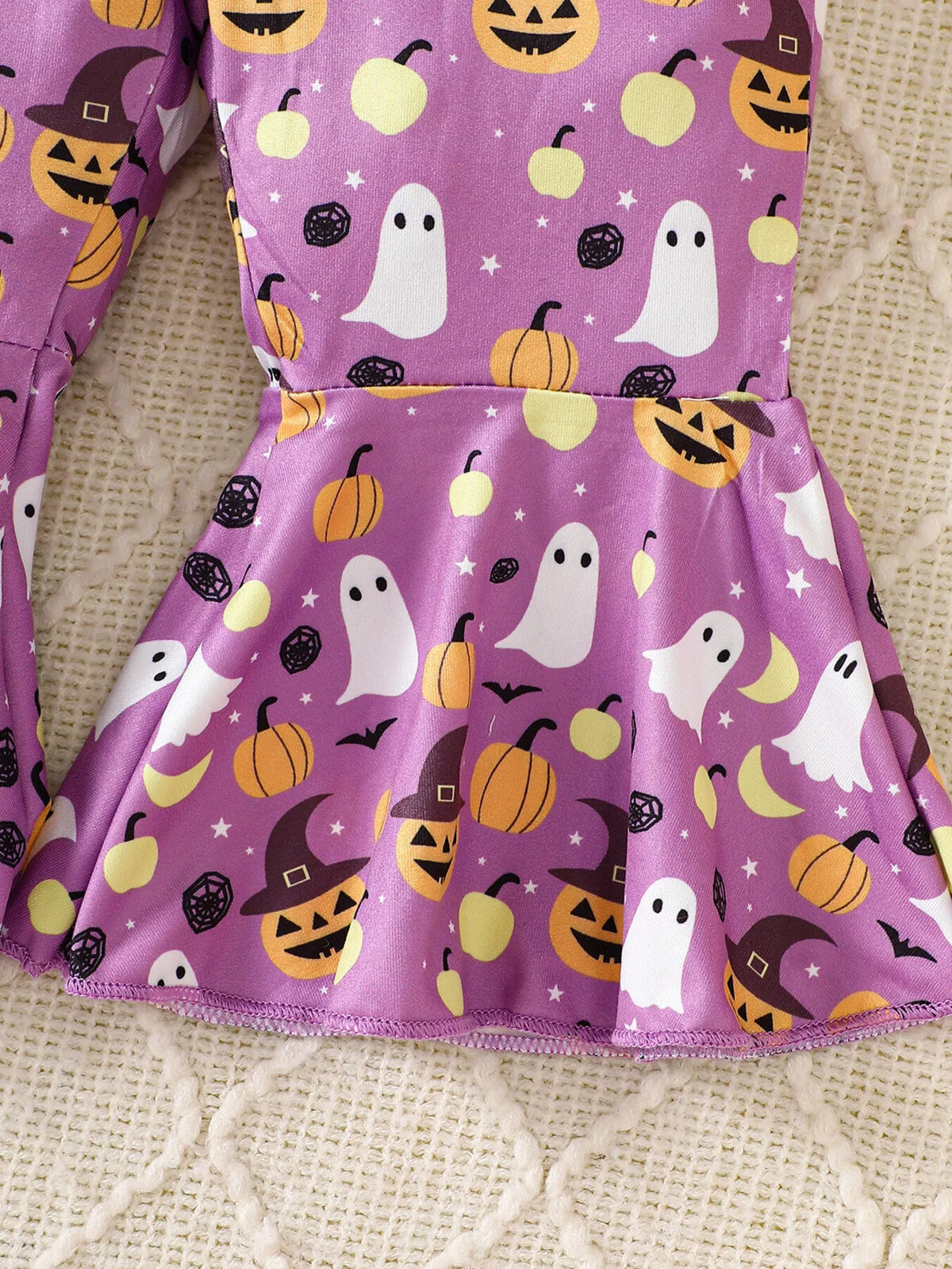 Children's Halloween Pumpkin Print Bell-Bottom Jumpsuit