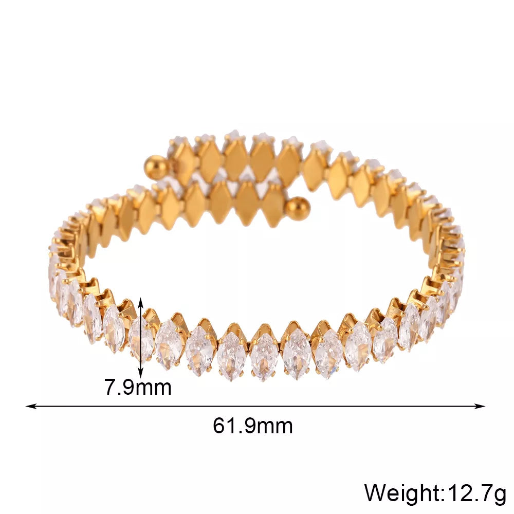 18K Gold-Plated Zircon Bracelet & Ring Jewelry Set