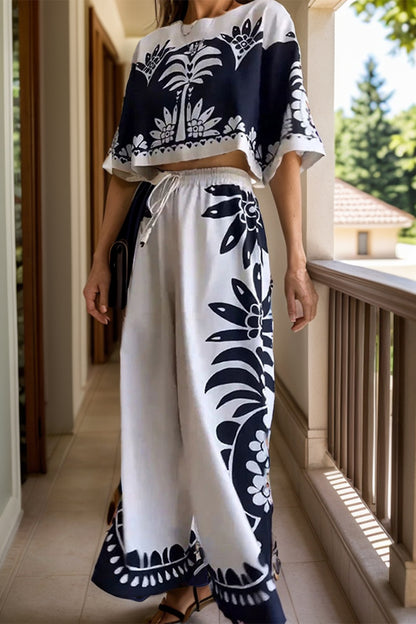 Black & White Printed Pants Set - MONLANE