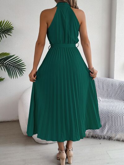Tie Waist Pleated Dress