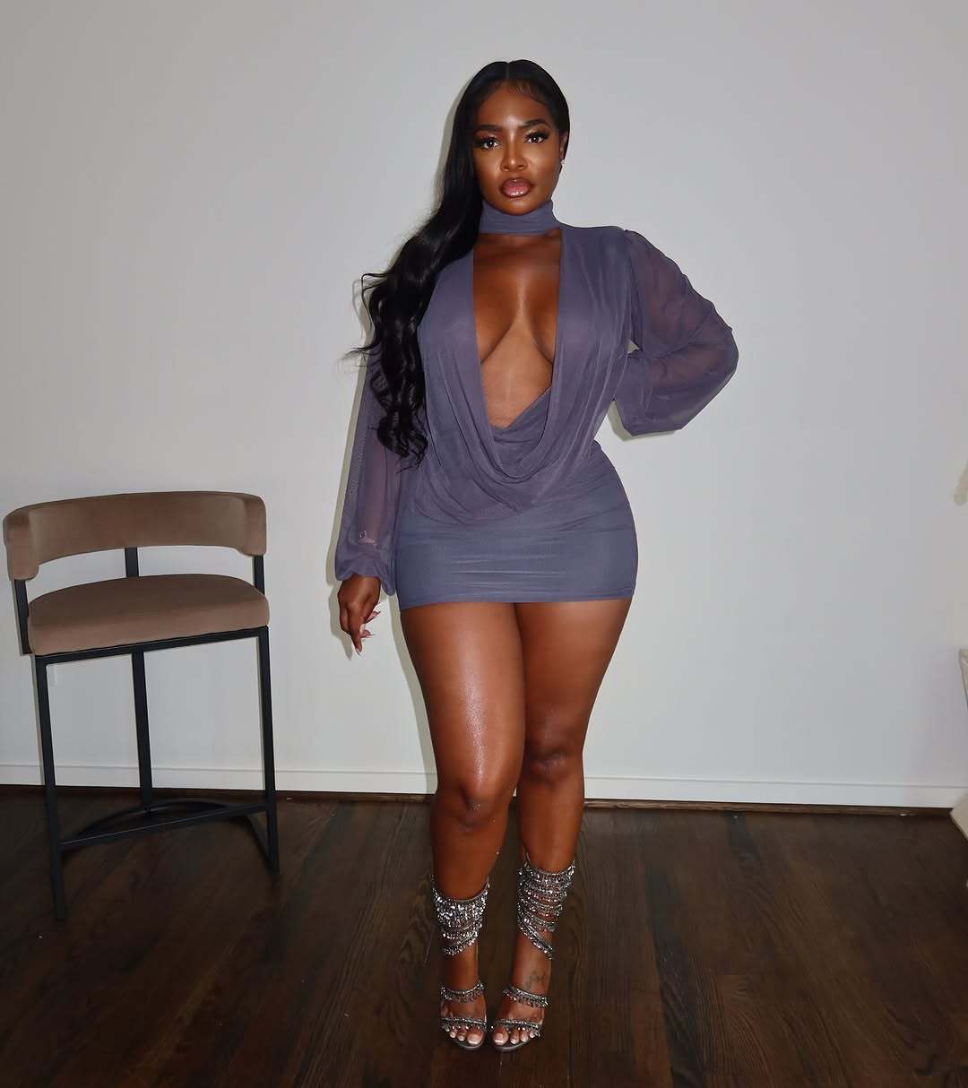 Mesh splicing hip hugging short dress