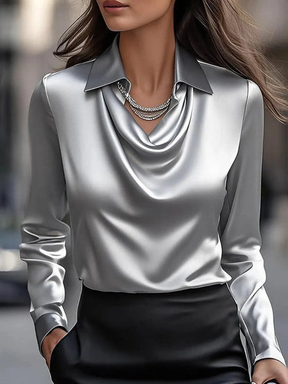 Full Size Collared Neck Long Sleeve Blouse