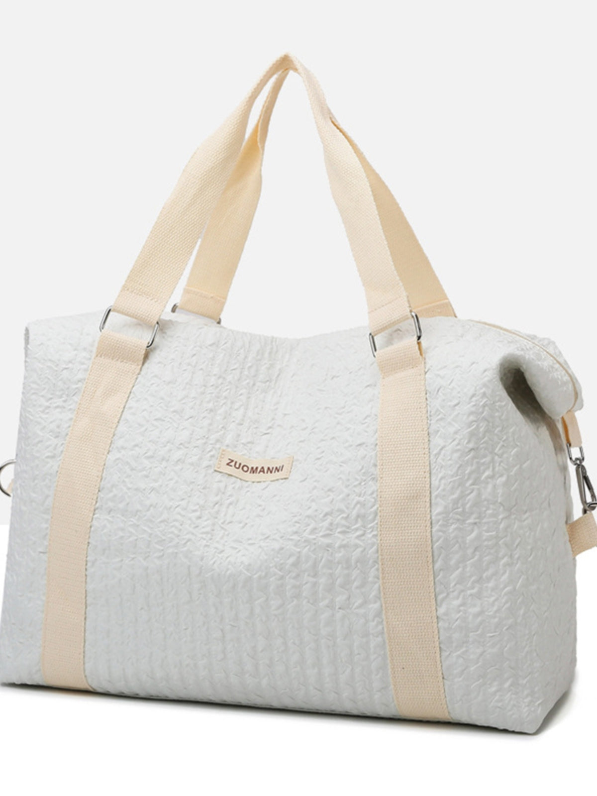 Oxford cloth weekender bag in light gray