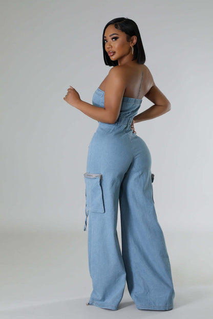 Strapless Denim Jumpsuit