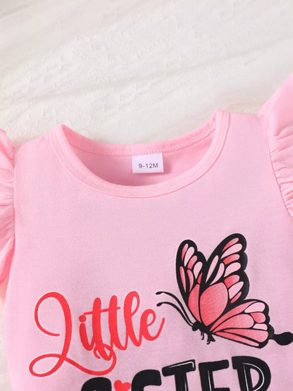 Children's Little Sister Butterfly Print Set