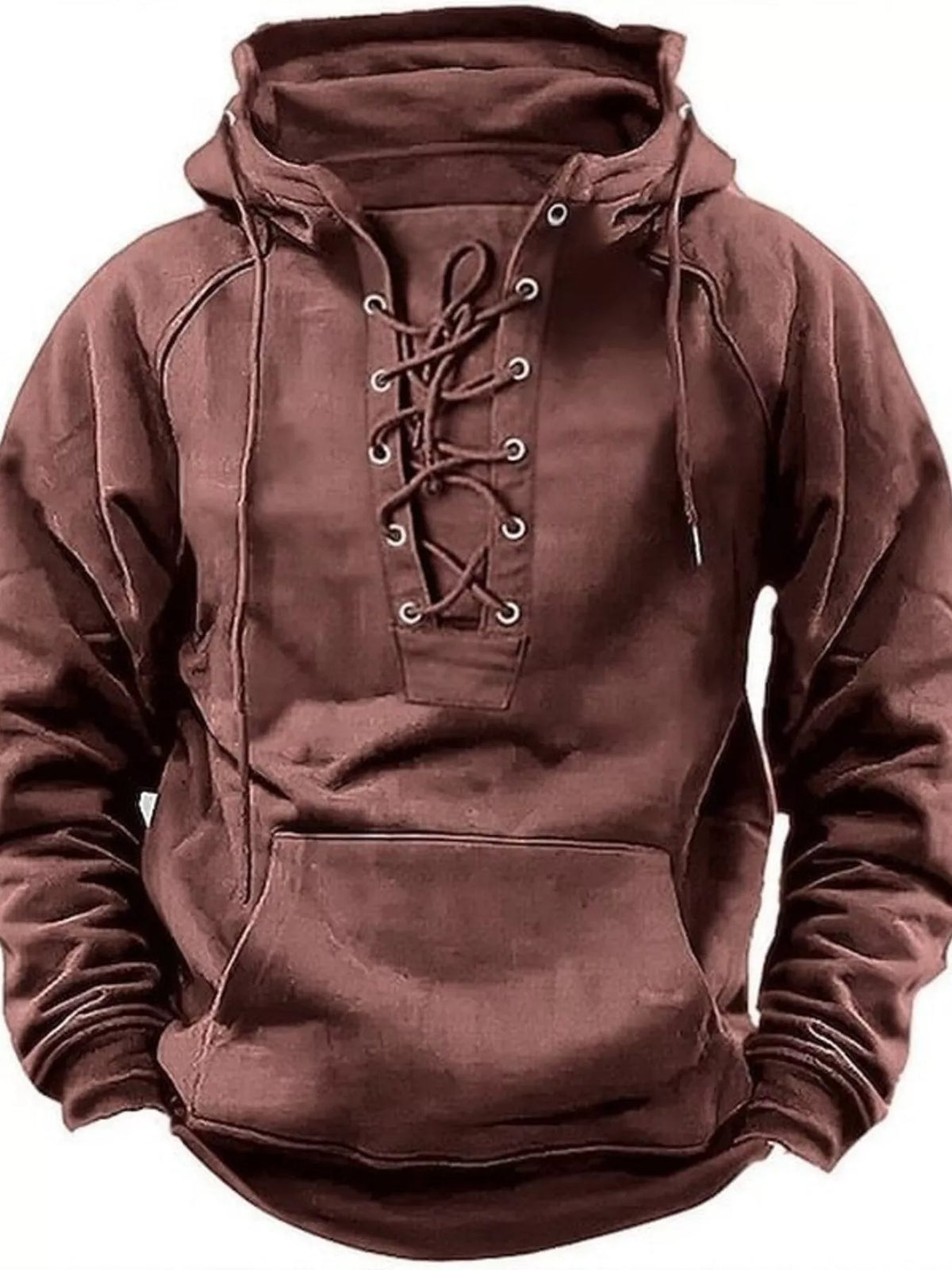 Men's Plus Size Lace Up Raglan Sleeve Hoodie