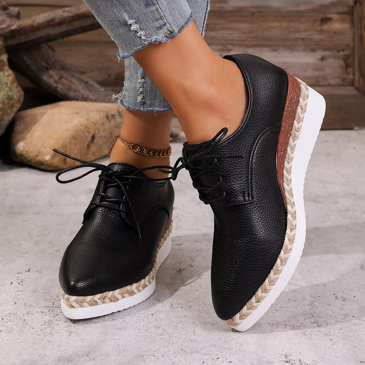 Point Toe Lace Up Sneakers