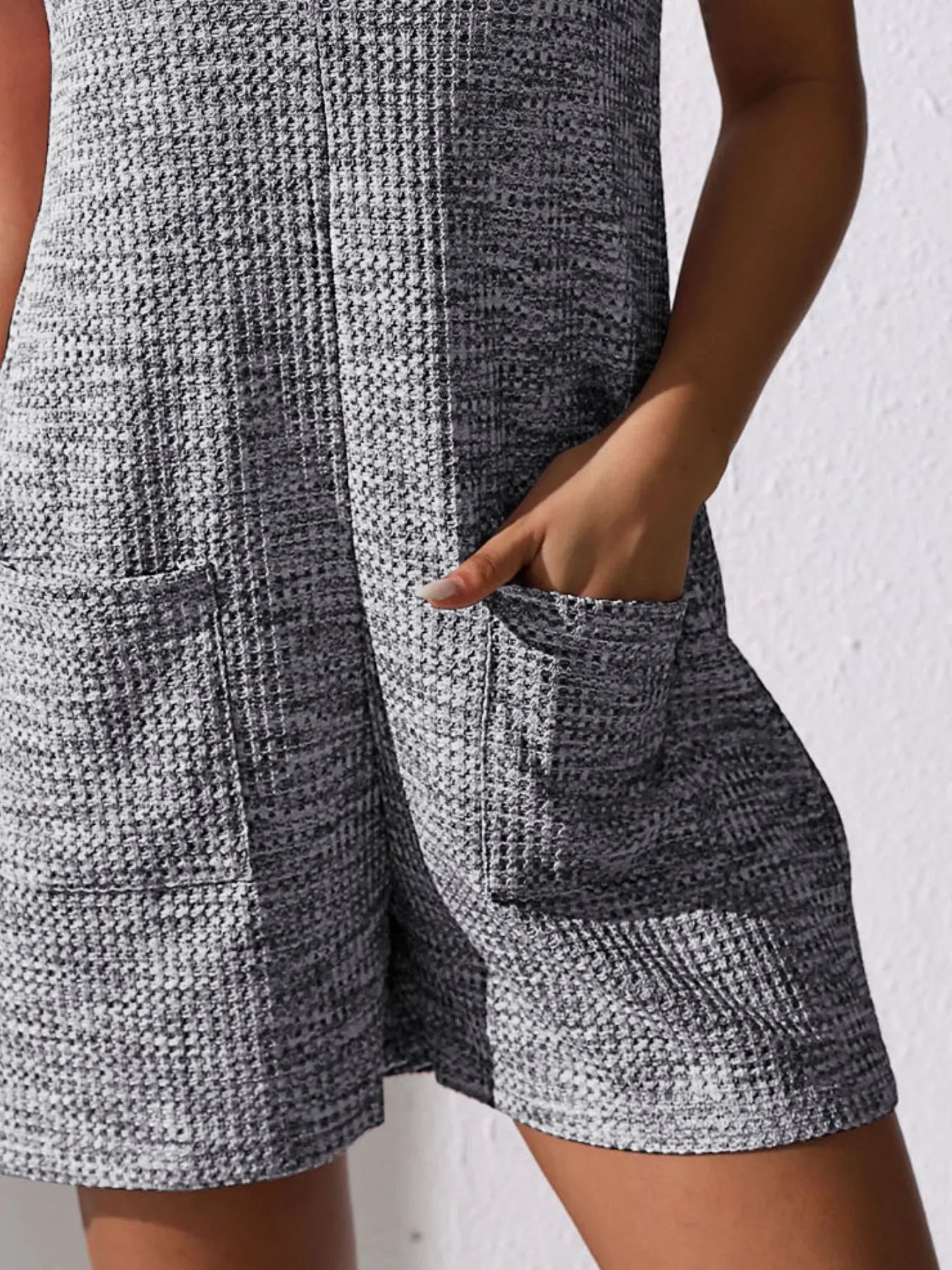 Full Size Button Front Romper with Pockets