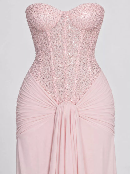Plus Size Strapless Sequin Corset Dress for Parties