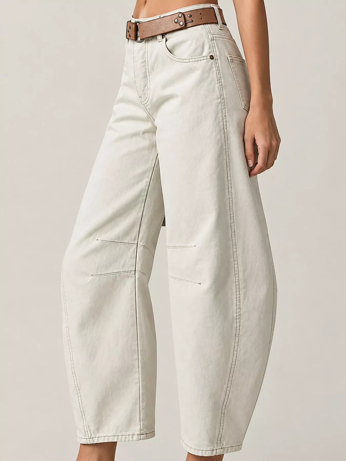 Plus Size High-Waist Barrel-Leg Jeans with Pockets