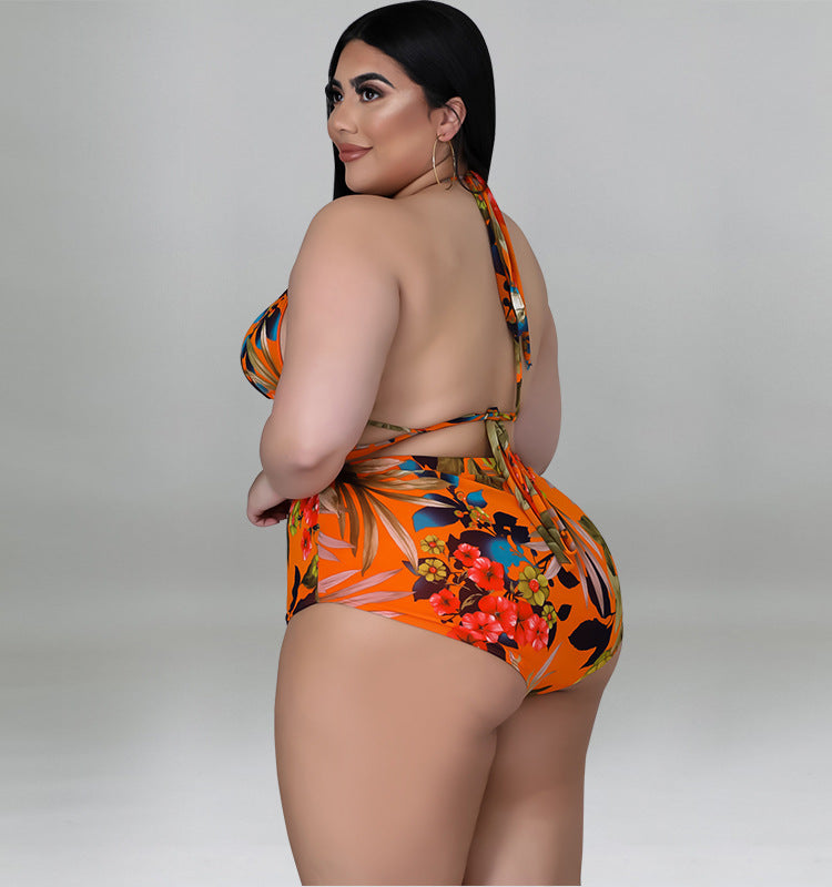 Plus Size Vacation Print Three Piece Set