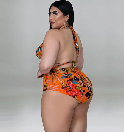 Plus Size Vacation Print Three Piece Set