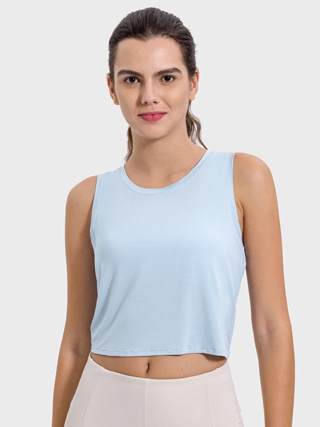 Drawstring Cutout Round Neck Active Tank - MONLANE