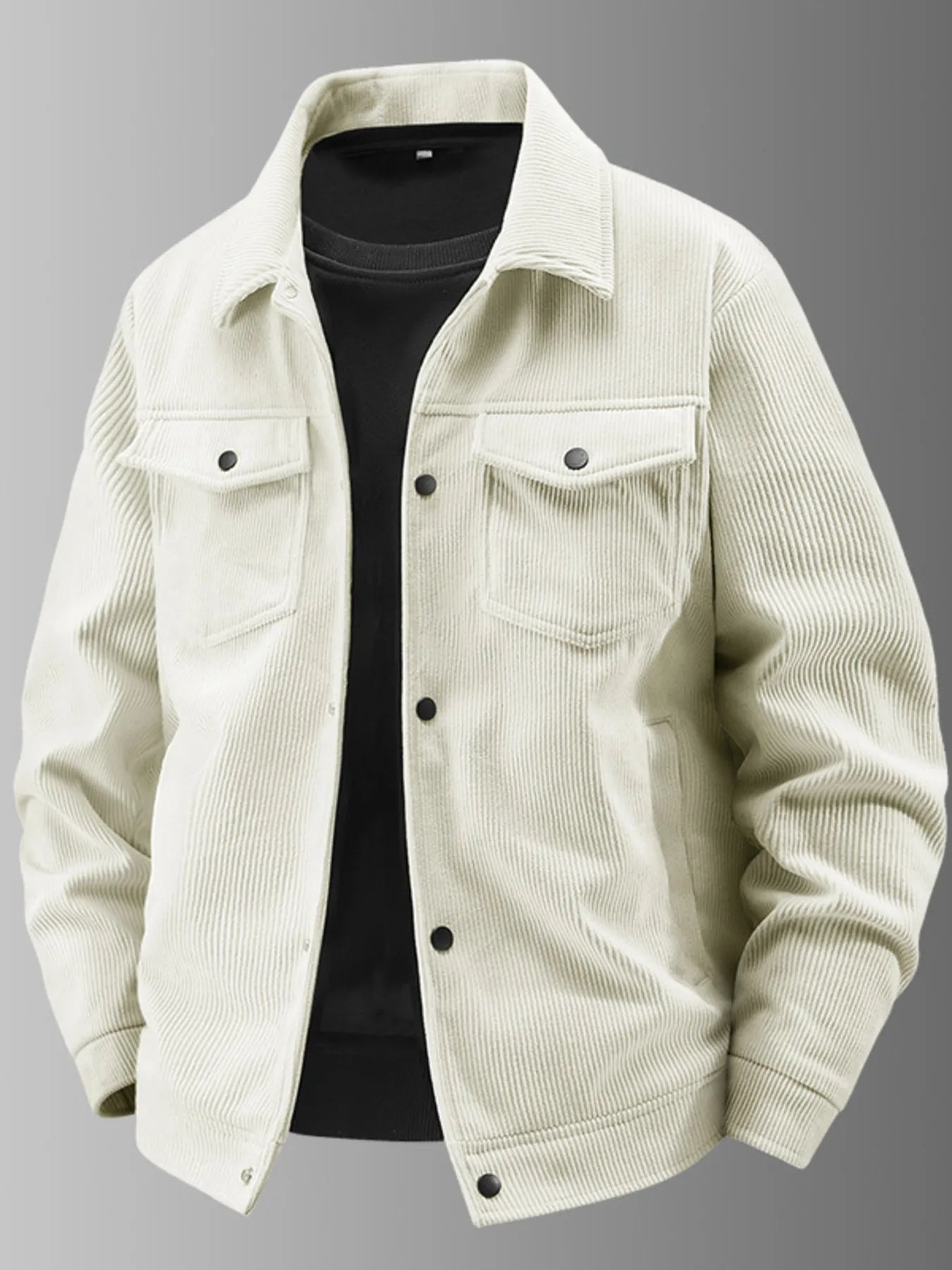 Men's Plus Size Corduroy Button-Up Jacket