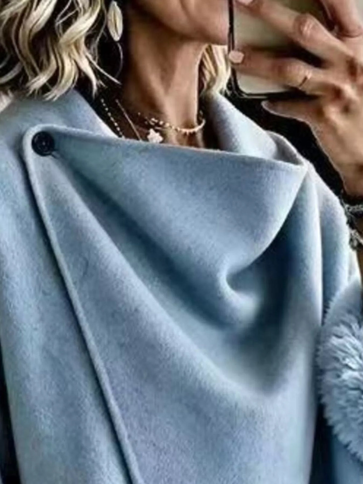 Asymmetric jacket with faux fur cuffs, view 11