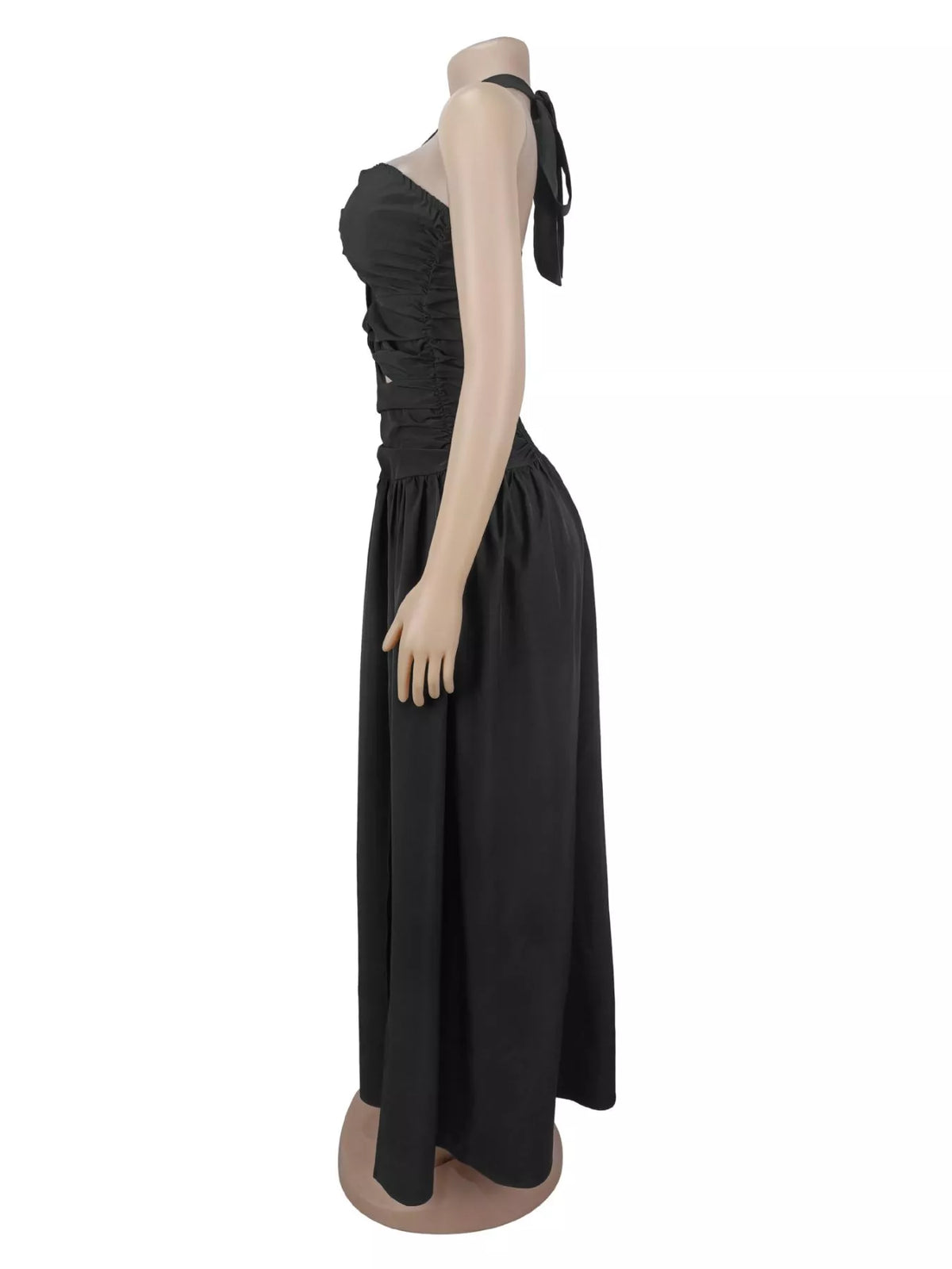 Halter Neck Cut-Out Maxi Dress with Front Slit