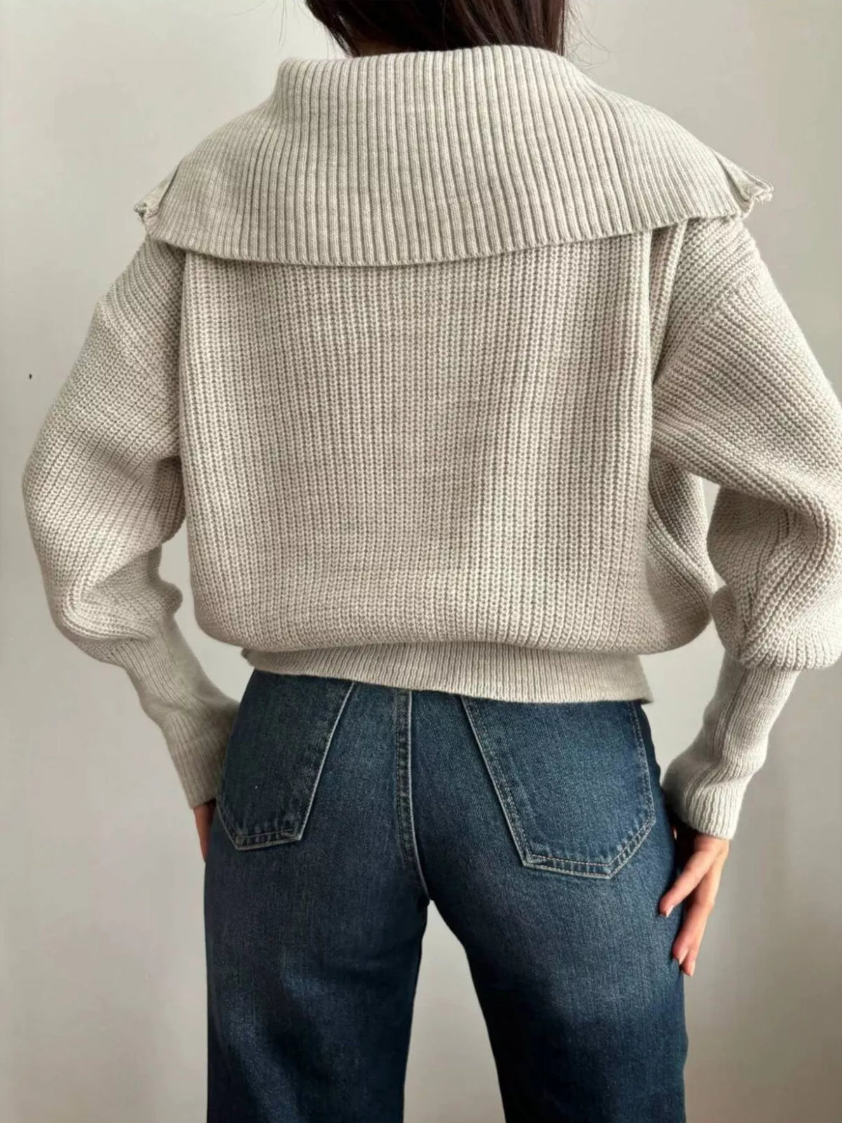 Zip Up Dropped Shoulder Cardigan