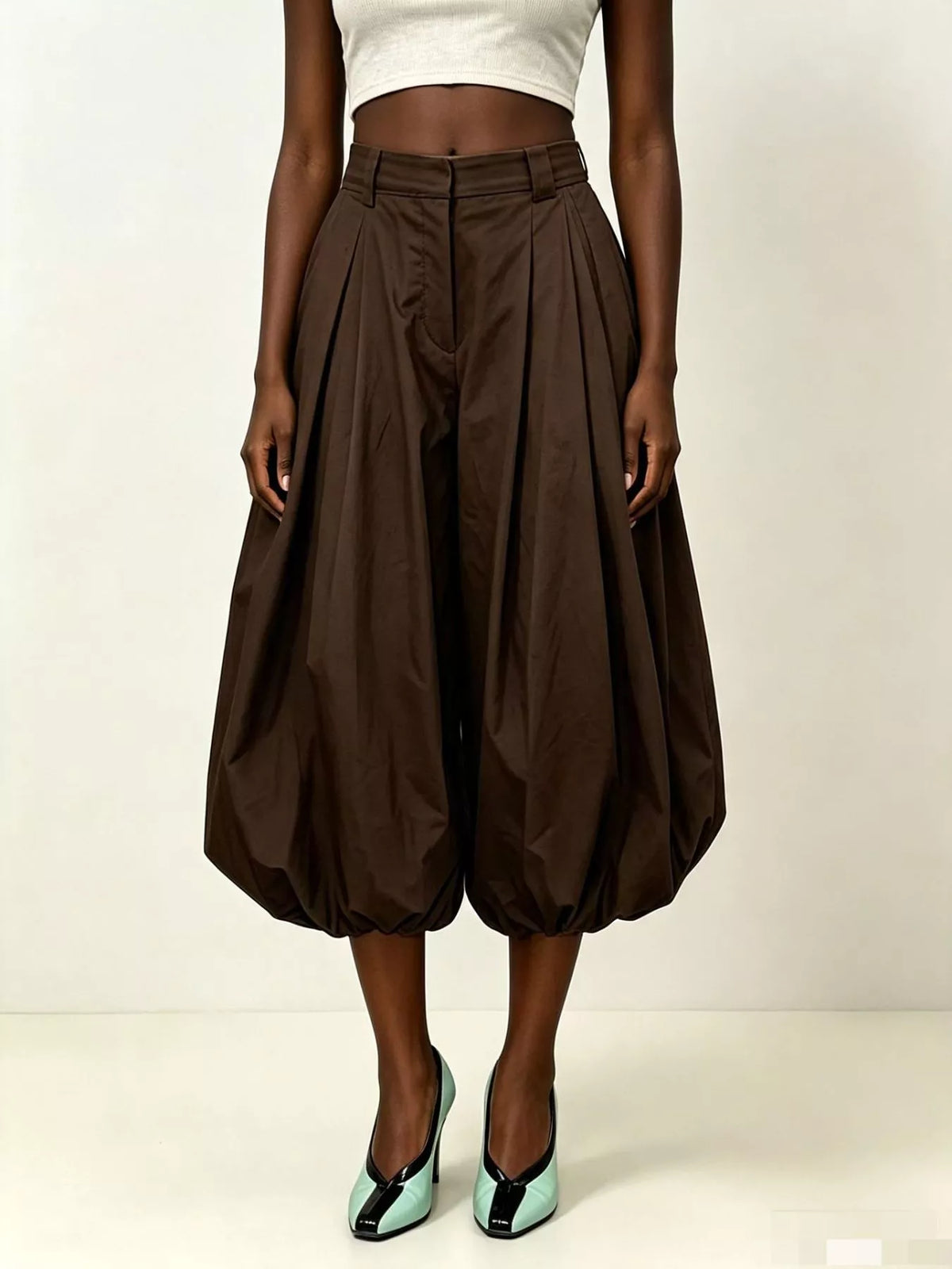 High-Waisted Ruched Balloon Pants