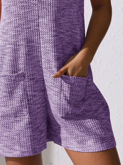 Full Size Button Front Romper with Pockets